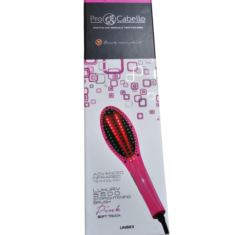 Pro Cabello Pink Luxury 5500 Straightening Brush Soft Touch Infrared Technology